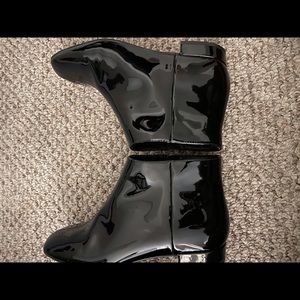Patent leather booties